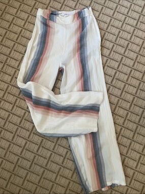 O'Neill White Wide-Leg Pants with Blue and Pink Stripes